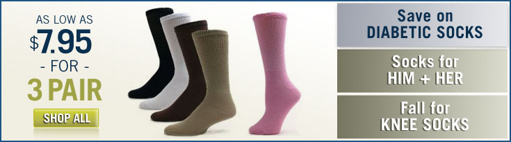 Save on Diabetic Socks: As low as $7.95 for 3 Pair