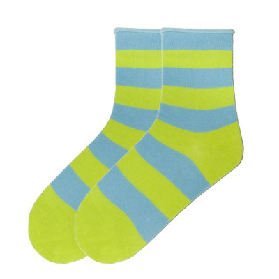 K. Bell Women's Rugby Striped Relaxed Top Crew Socks - Lime