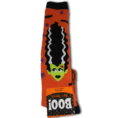 Happy Halloween Women's Knee Socks - 1 Pair - Orange - Lady Frankenstein