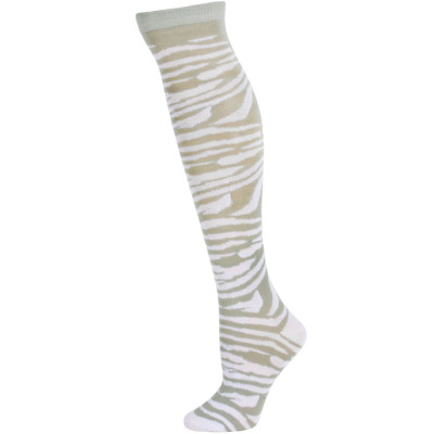 Julietta Zebra Print Knee Socks - 1 Pair - Grey/White