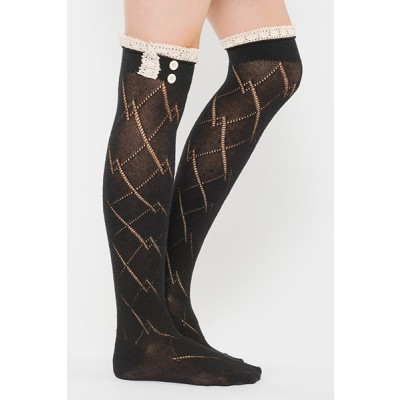 Diamond Pattern Boot Sock Liner - Black