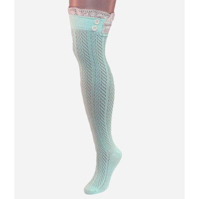 Chevron Pattern Boot Sock Liner - Mint Green