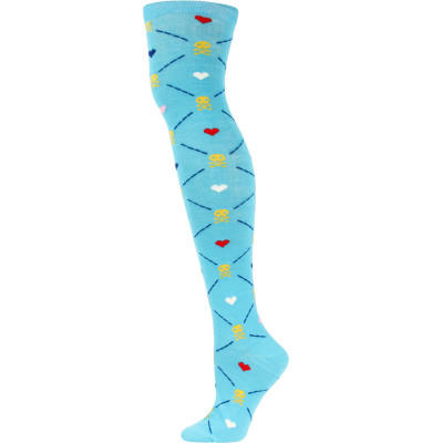 Yelete Argyle Skulls Over the Knee Socks - 1 Pair - Blue Multi