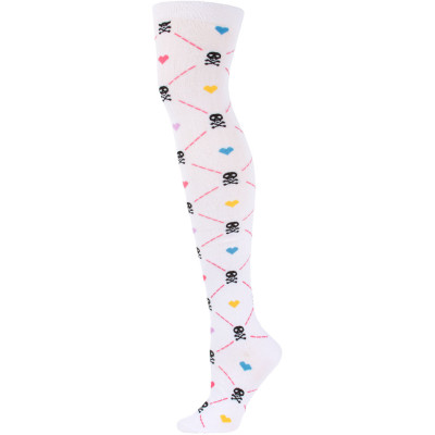 Yelete Argyle Skulls Over the Knee Socks - 1 Pair - White Multi