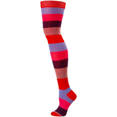 Yelete Women's Thick Stripe Over the Knee Socks - 1 Pair - Red Multi