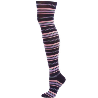 Yelete Dark Stripe Over the Knee Socks - 1 Pair - Purple Stripe