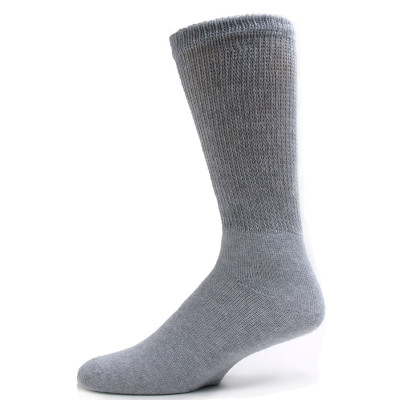 Sole Pleasers Men's Grey King Size Diabetic Crew Socks - 3 Pairs