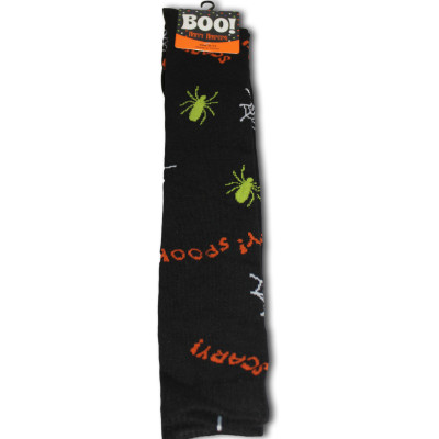 Happy Halloween Women's Knee Socks - 1 Pair - Black - Spooky Spiders