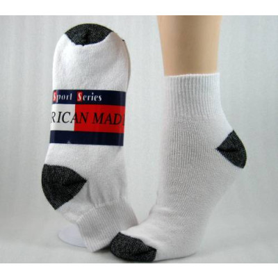 Men's Quarter Socks -- Black Heel and Toe - 3 Pairs