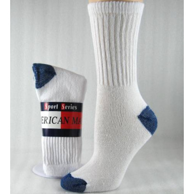 American Made  Women's Blue Heel and Toe Crew Socks - 3 Pairs