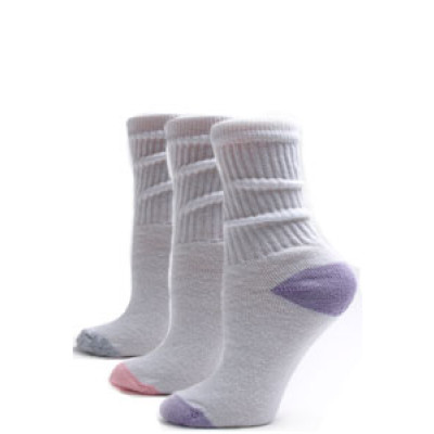 American Made Women's Pastel Heel and Toe Crew Socks - 3 Pairs