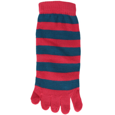 Funny Feet Bright Stripe Toe Socks - 1 Pair - Hot Pink/Teal
