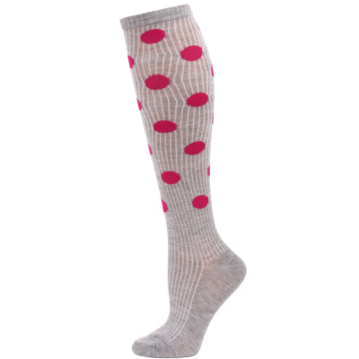 Chatties Women's Polka Dot Knee Socks - 1 Pair - Grey/Pink