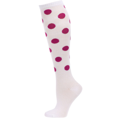 Chatties Women's Polka Dot Knee Socks - 1 Pair - White/Pink
