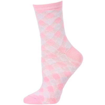 Chatties Women's Gingham Crew Socks - 1 Pair - Light Pink