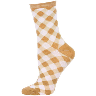 Chatties Women's Gingham Crew Socks - 1 Pair - Tan