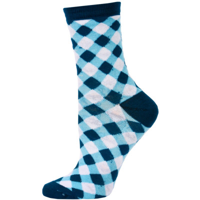 Chatties Women's Gingham Crew Socks - 1 Pair - Teal Blue