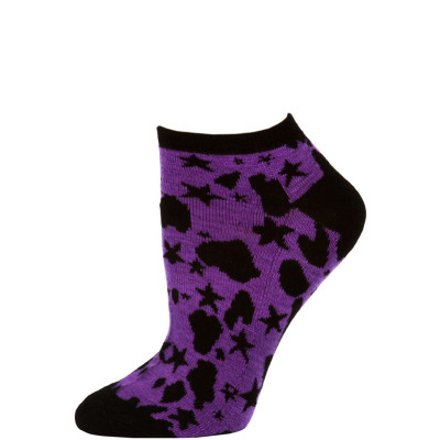 Wild Thing Women's Animal Print No Show Socks - 1 Pair - Black/Purple Star Cheetah