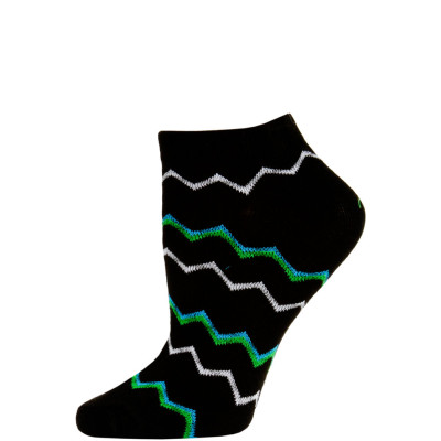 Chatties Women's Zig-Zag Chevron Low Cut Socks - 1 Pair - Black/Green Multi
