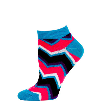 Chatties Women's Zig-Zag Chevron Low Cut Socks - 1 Pair - Blue/Black/Pink
