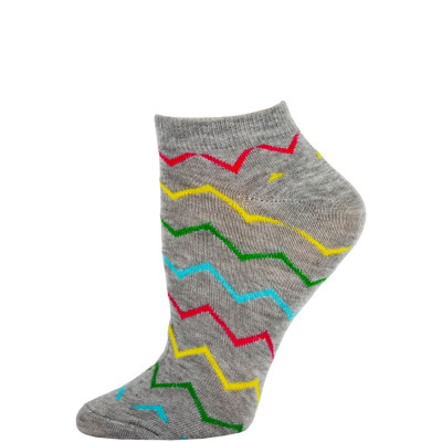 Chatties Women's Zig-Zag Chevron Low Cut Socks - 1 Pair - Grey Multi