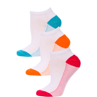 NYC Underground Women's No Show Socks - 3 Pairs - Pink/Orange/Blue -2