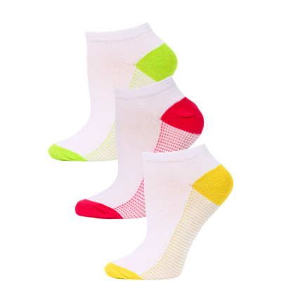 NYC Underground Women's No Show Socks - 3 Pairs - Yellow/Pink/Lime Green -5