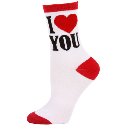 Love Struck Women's Valentine's Day Crew Socks - 1 Pair - White/Red I Love You