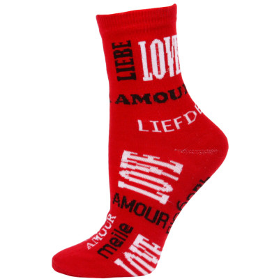 Love Struck Women's Valentine's Day Crew Socks - 1 Pair - Red Language of Love