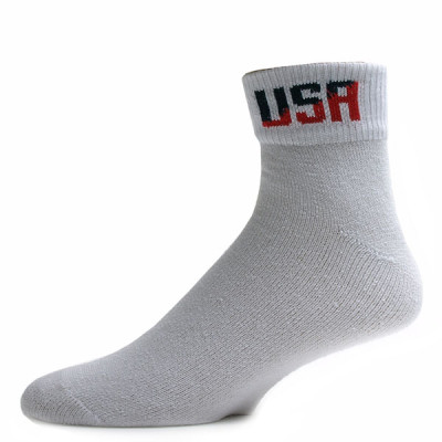 Men's White USA Logo King Size Quarter Socks - 3 Pairs