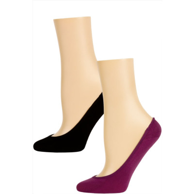 Steve Madden Solid Color Microfiber Footie Liner Socks - 2 Pairs - Purple and Black