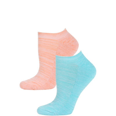 Steve Madden Marled Pastel No Show Socks - 2 Pairs - Pastel Blue and Orange