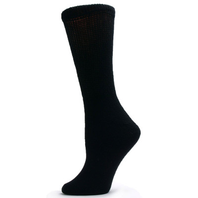 Sole Pleasers Women's Black Diabetic Crew Socks - 3 Pairs