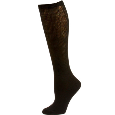 Sole Pleasers Women's Black Diabetic Over the Calf Socks - 3 Pairs