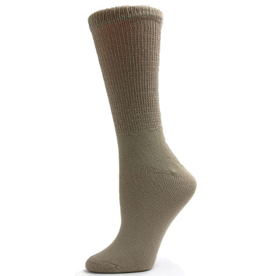 Sole Pleasers Women's Tan Diabetic Crew Socks - 3 Pairs