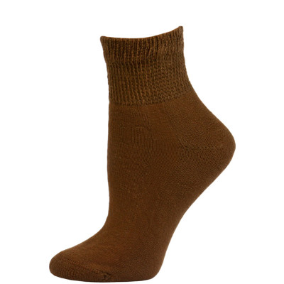 Sole Pleasers Women's Brown Diabetic Quarter Socks - 3 Pairs