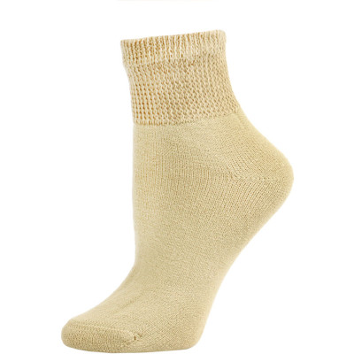 Sole Pleasers Women's Tan Diabetic Quarter Socks - 3 Pairs