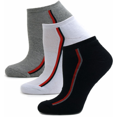 Running Mate Women's Striped Socks - 3 Pairs - Assorted (Black, White, Gray)
