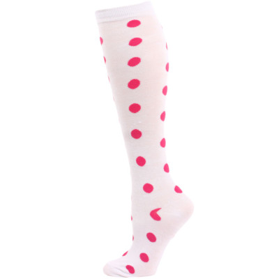 Julietta Polka Dot Knee Socks - 1 Pair - White/Pink