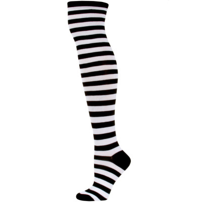 Julietta Women's Striped Over the Knee Socks - 1 Pair - White/Black