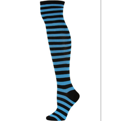 Julietta Women's Striped Over the Knee Socks - 1 Pair - Aqua Blue/Black