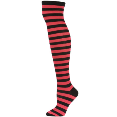 Julietta Women's Striped Over the Knee Socks - 1 Pair - Hot Pink/Black