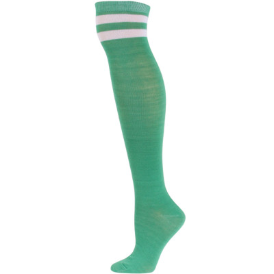 Julietta Retro Stripe Over the Knee Socks - 1 Pair - Green