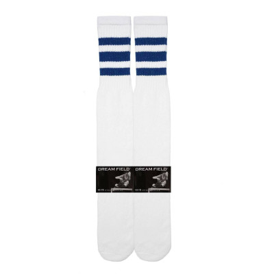 Dream Field Tube Socks - 4 Pairs - White with Blue Stripe 