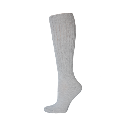 Extra Long Extra Heavy Grey Slouch Socks Made in USA - 1 Pair