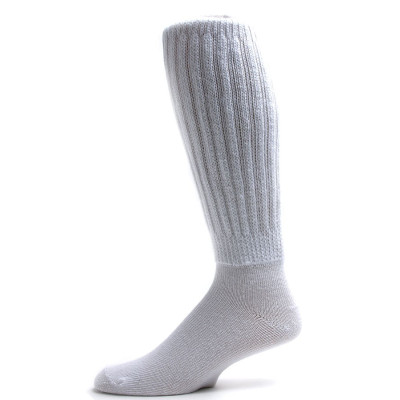 Extra Long Extra Heavy White Slouch Socks Made in USA - 1 Pair