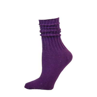 Purple Cotton Slouch Socks - 1 Pair