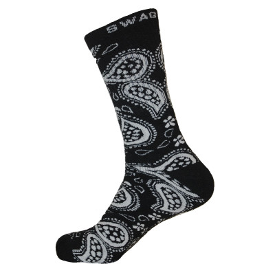 Unisex Crew Swag Leaf Socks Black with Grey - 2 pairs