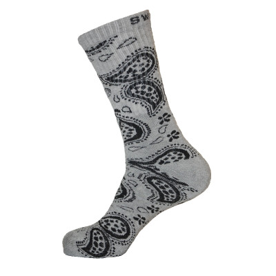 Unisex Crew Swag Leaf Socks Grey with Black - 2 pairs
