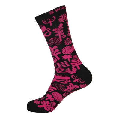 Unisex Crew Swag Forest Socks Black with Hot Pink - 2 pairs
